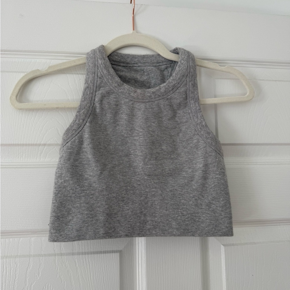Alo Heather Gray Seamless Delight High Neck Bra